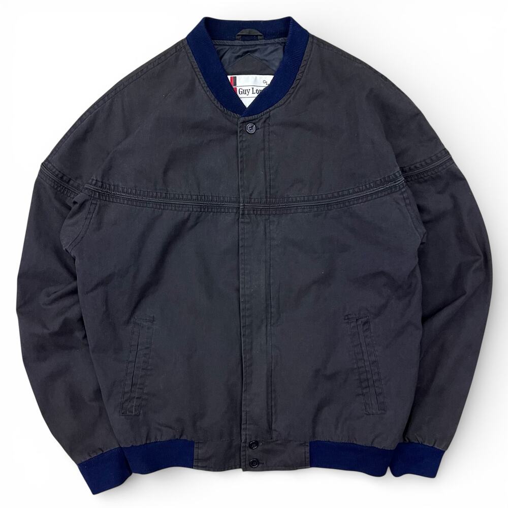 Vintage Guy Loren Black Dark Grey and Navy Bomber Jacket Harrington Southwestern